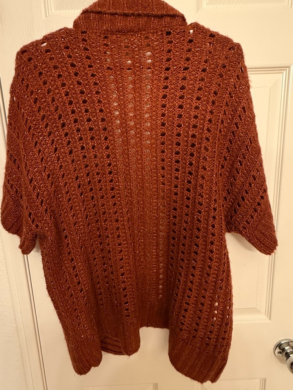 Roz & Ali Rust Open-Front Knit Sweater Cardigan - Picture 4 of 9